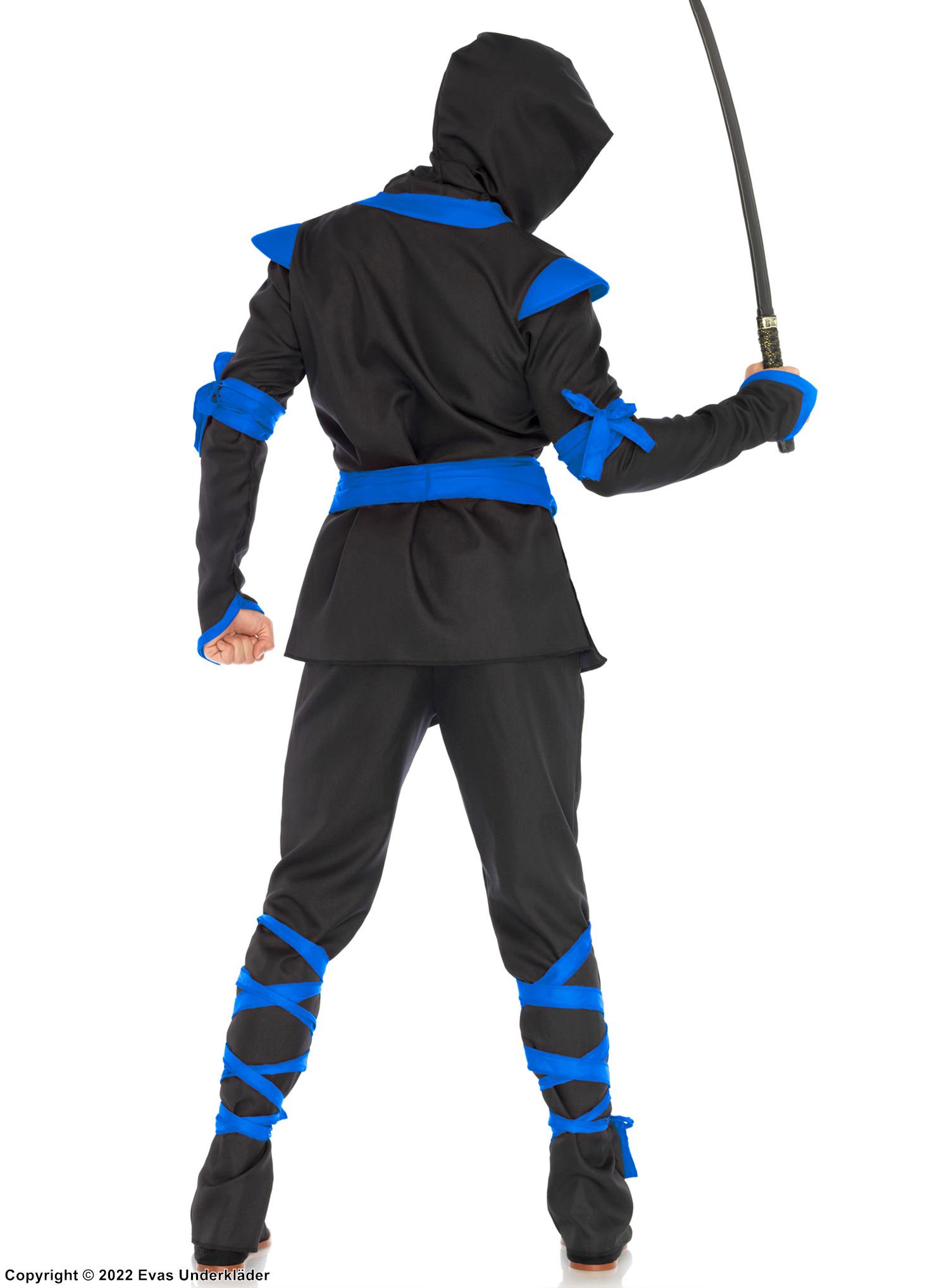 Ninja, Kostüm-Oberteil und -Hose, Kapuze
